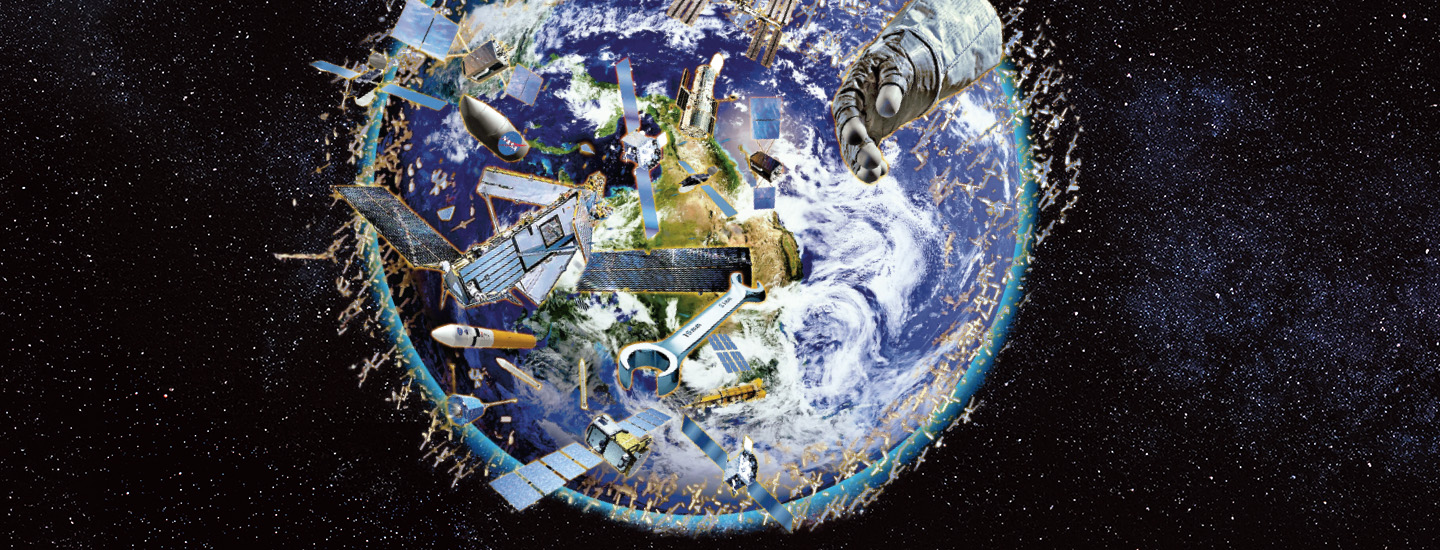 Image showing a large amount of space trash circulating Earth