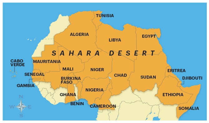 Sahara Desert Physical Map MA 20210401 06 GREENWALL Medium2